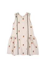 Girls Dress - Violetta Ivory Green Roses - KOKORI Kids