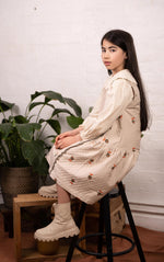 Girls Dress - Violetta Ivory Green Roses - KOKORI Kids