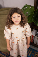 Girls Dress, Vivian Ivory - Green Roses - KOKORI Kids