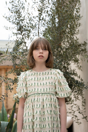LEYLA DRESS GREEN TASSELS - KOKORI Kids